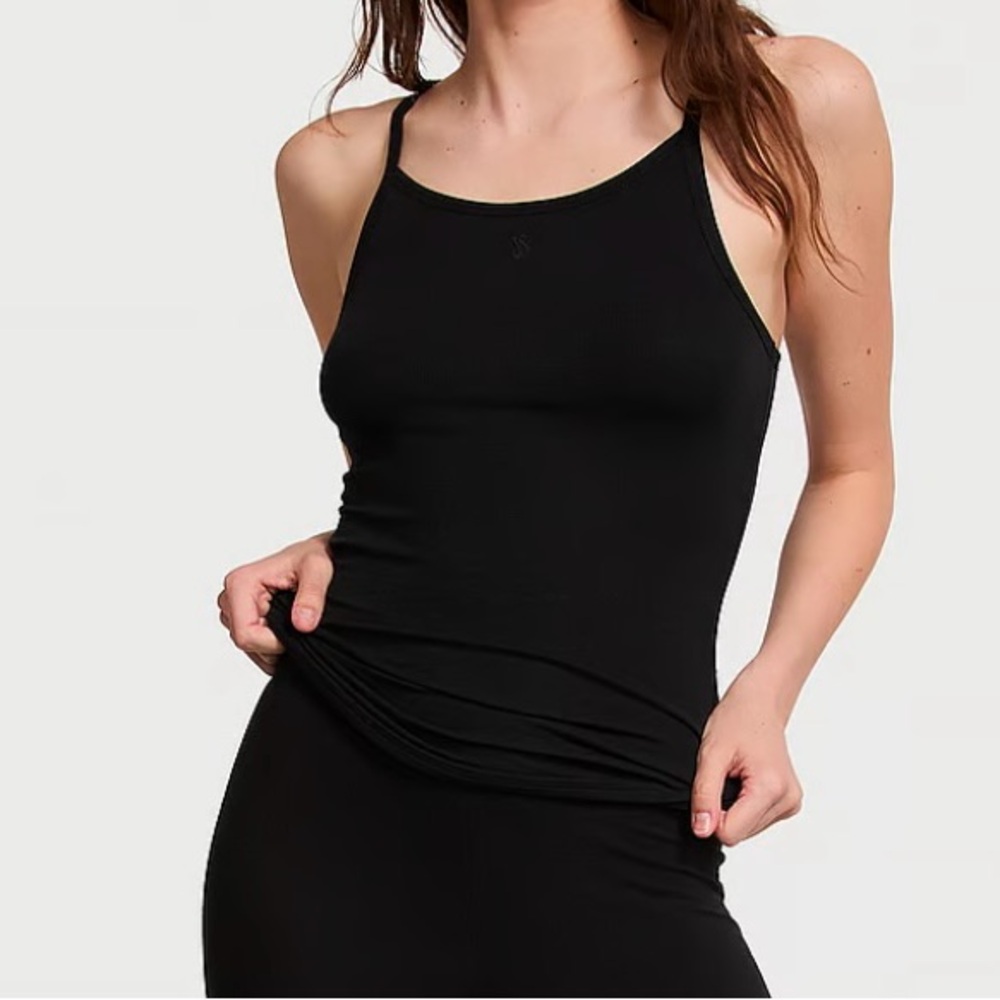 NWT Victoria’s Secret Sleep Set, soft ribbed modal cotton cami/shortie, Black, L